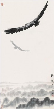 Águila Wu Zuoren en el cielo 1983 China tradicional Pinturas al óleo